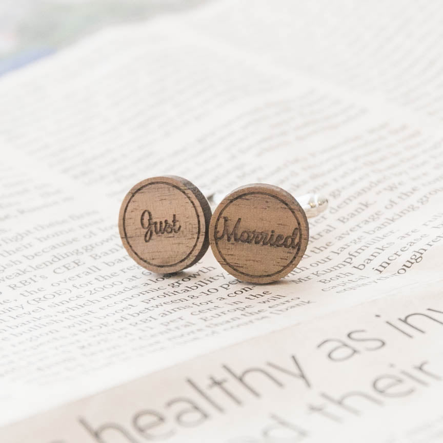 木製カフス just married