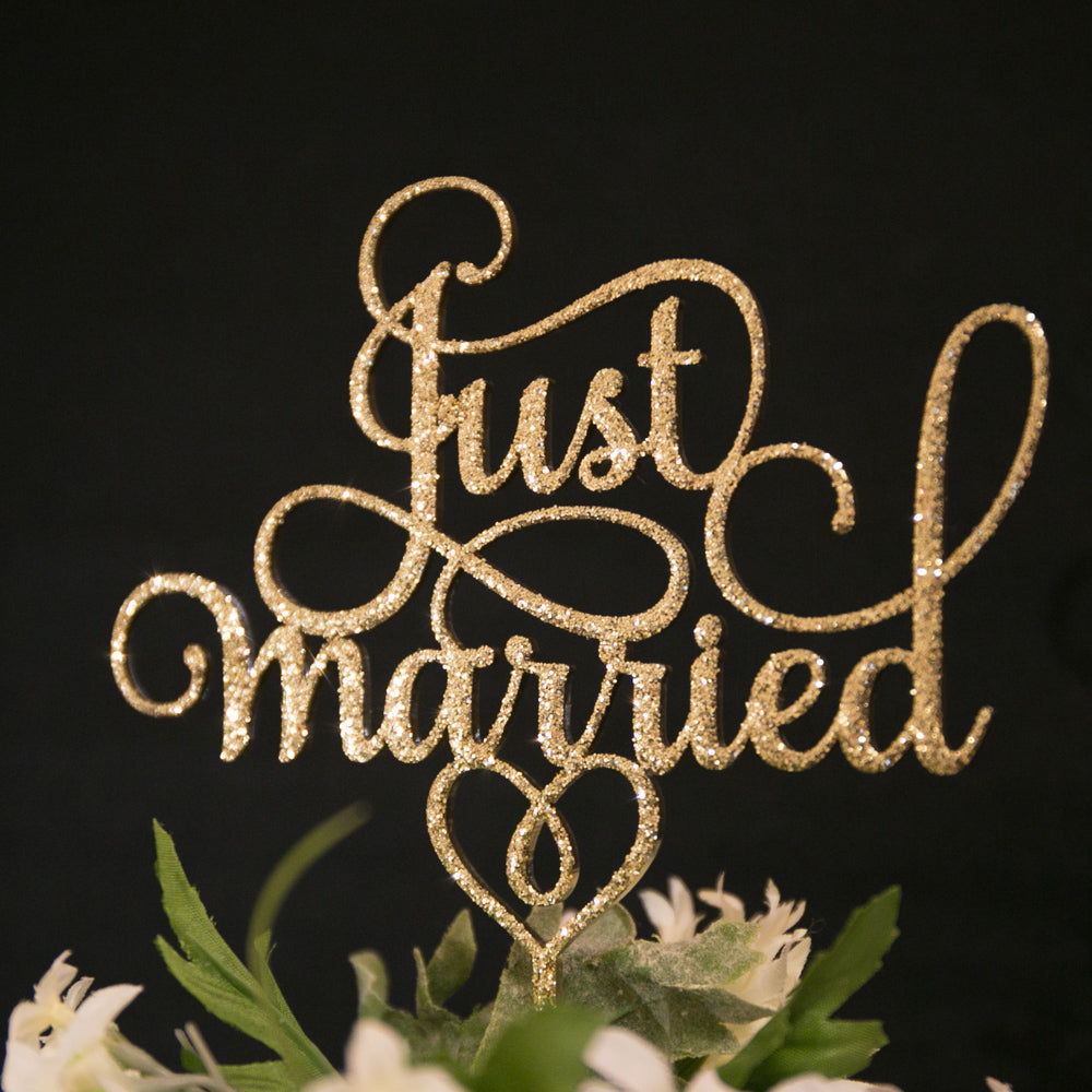 ウェディングケーキトッパー just married ゴールド