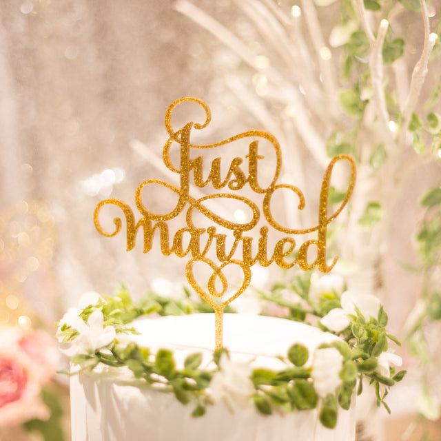 ウェディングケーキトッパー just married