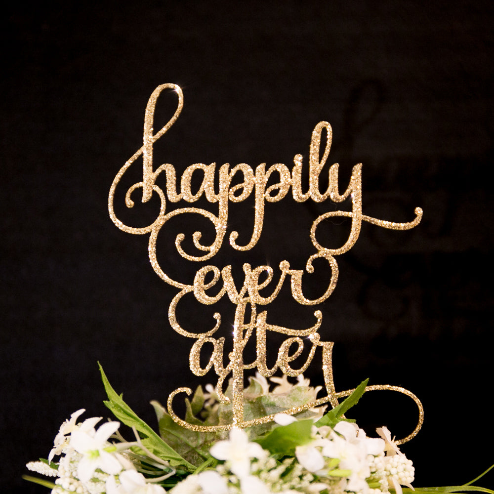 ケーキトッパー happily ever after グリッターゴールド