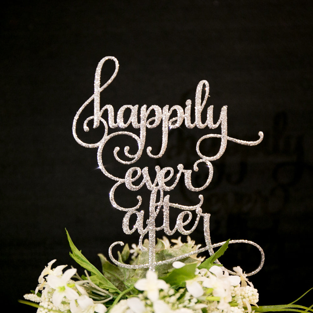 ケーキトッパー happily ever after グリッターシルバー