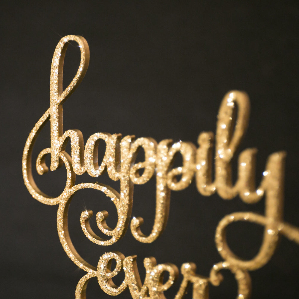 ウェディングケーキトッパー happily ever after ゴールド