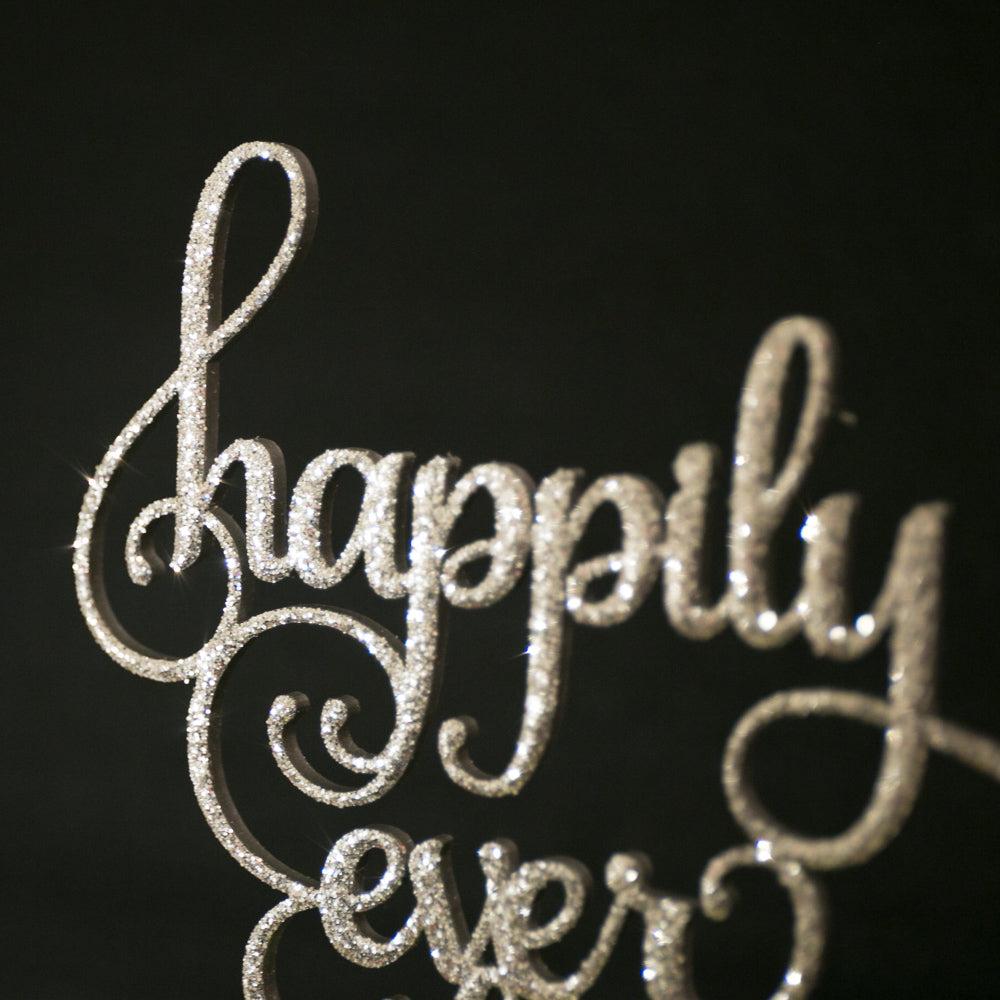 ケーキトッパー happily ever after シルバー