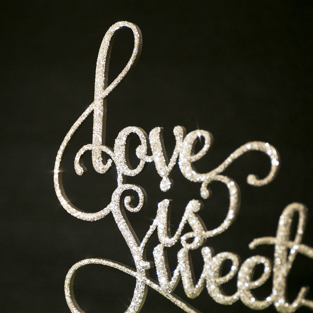 ケーキトッパー love is sweet グリッターシルバー