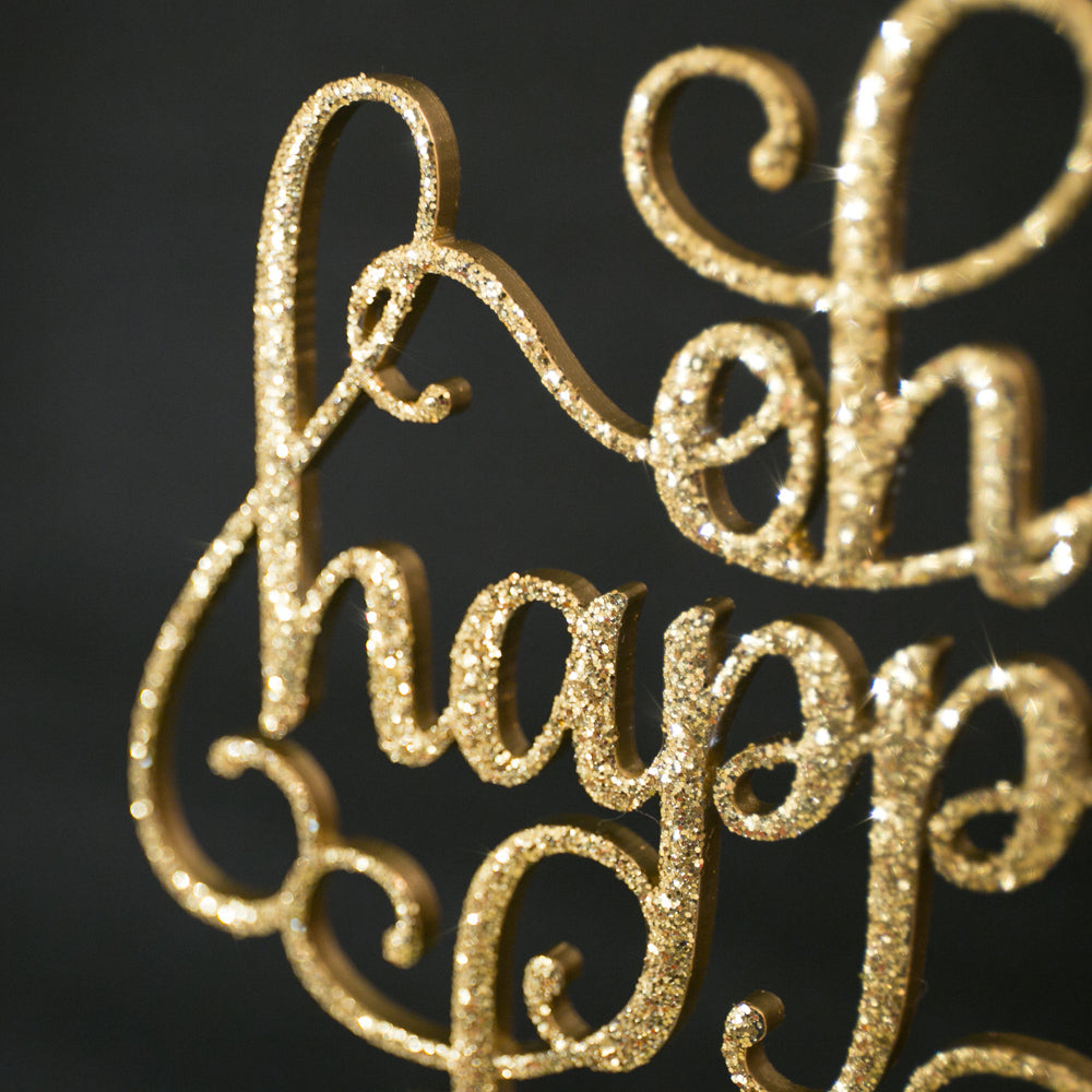 ケーキトッパー oh happy day グリッターゴールド