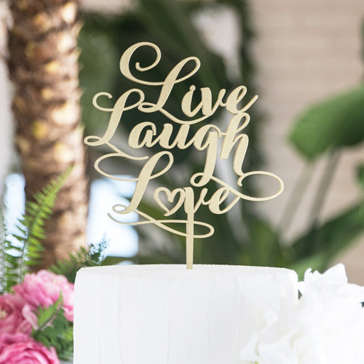グリッター ゴールドケーキトッパー”Live Laugh Love”