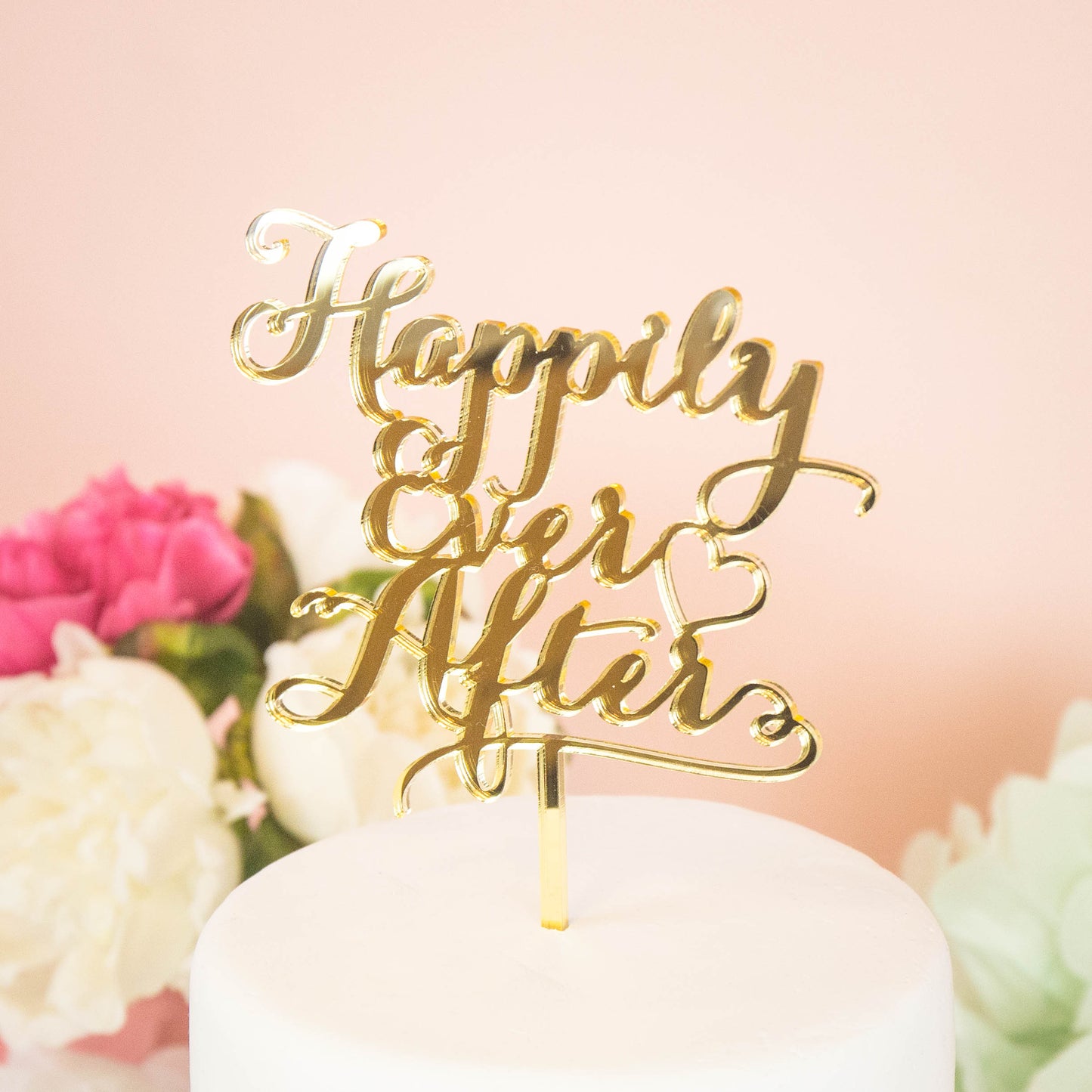 ケーキトッパー Happily ever after ミラーゴールド