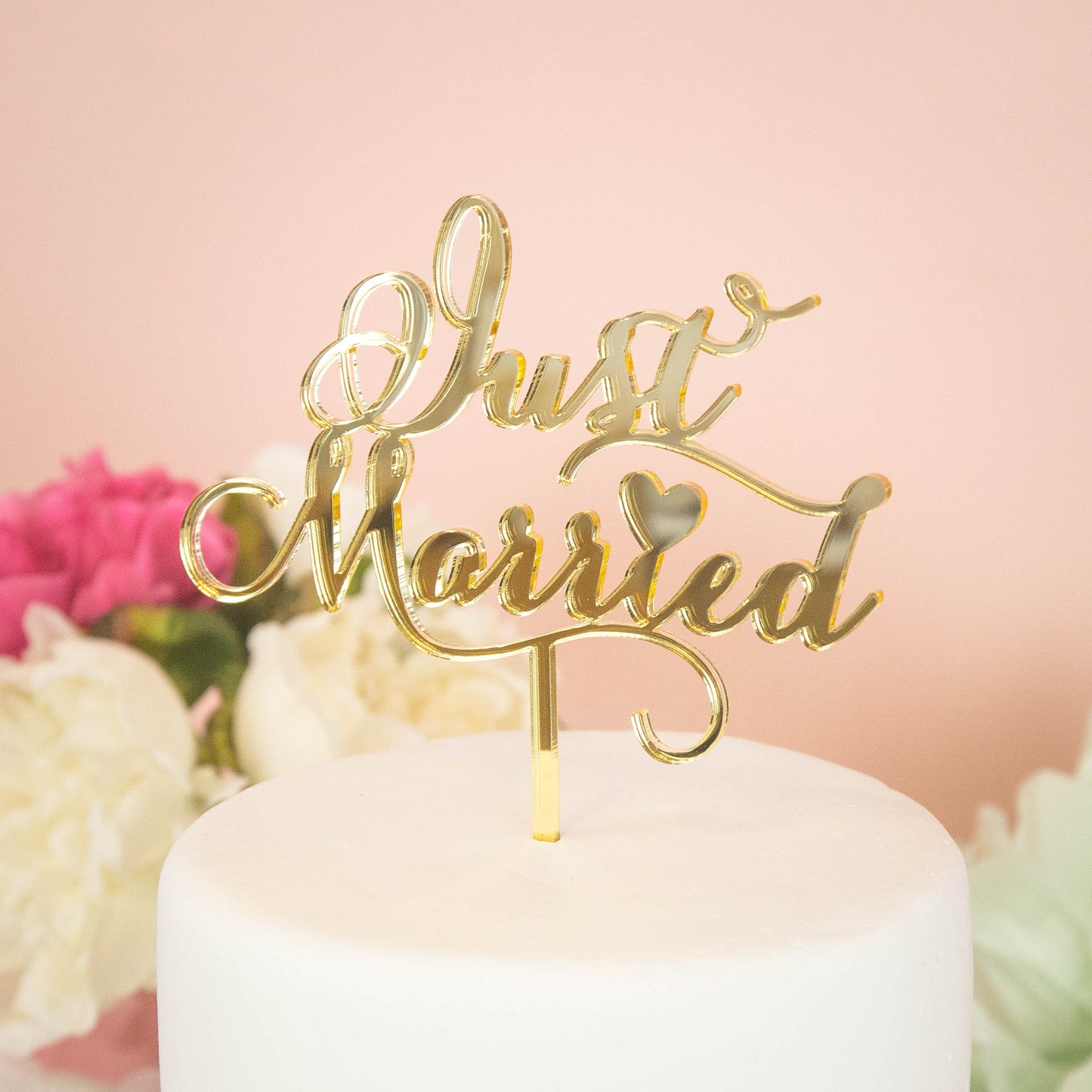 ケーキトッパー Just Married ミラーゴールド
