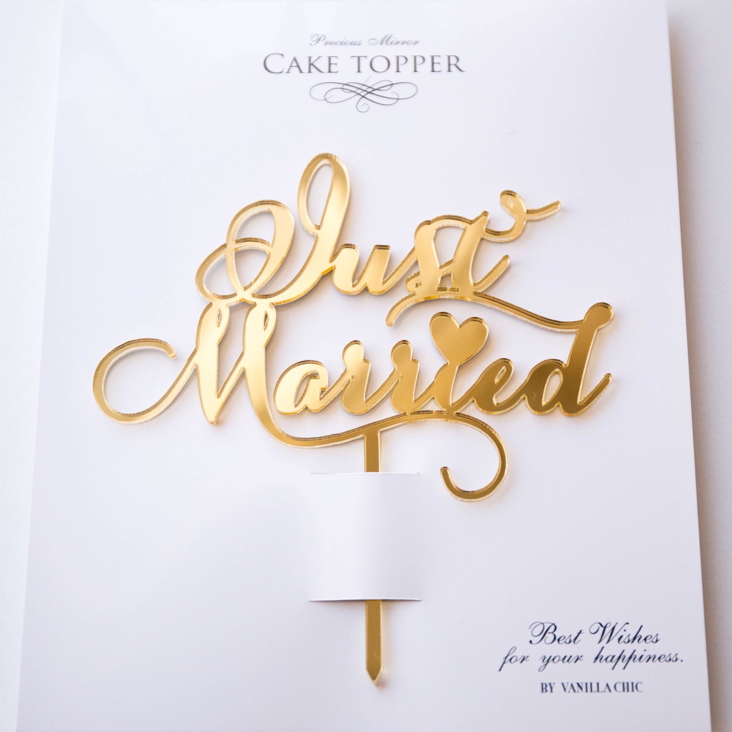 ケーキトッパー Just Married ミラーゴールド