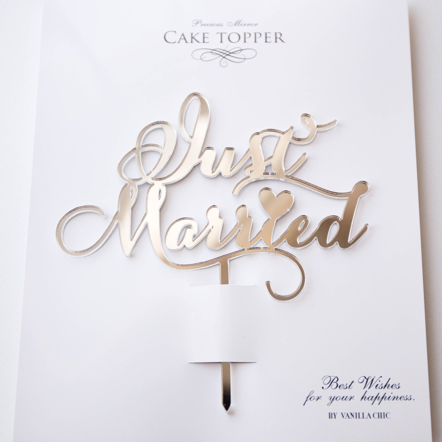 ケーキトッパー Just Married シルバー