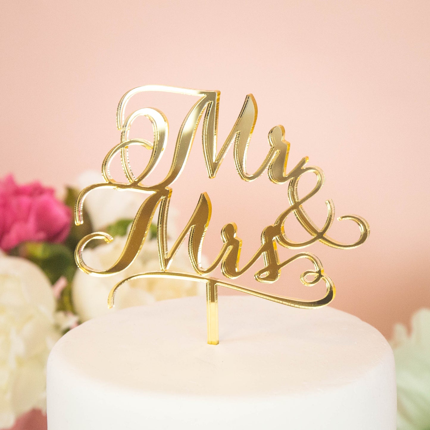 ケーキトッパー Mr & Mrs ミラーゴールド